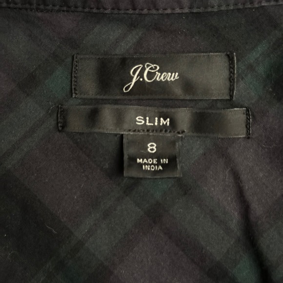 J. Crew Slim Fit Plaid Button Down Shirt Women's Size 8 Black Green - Picture 3 of 3